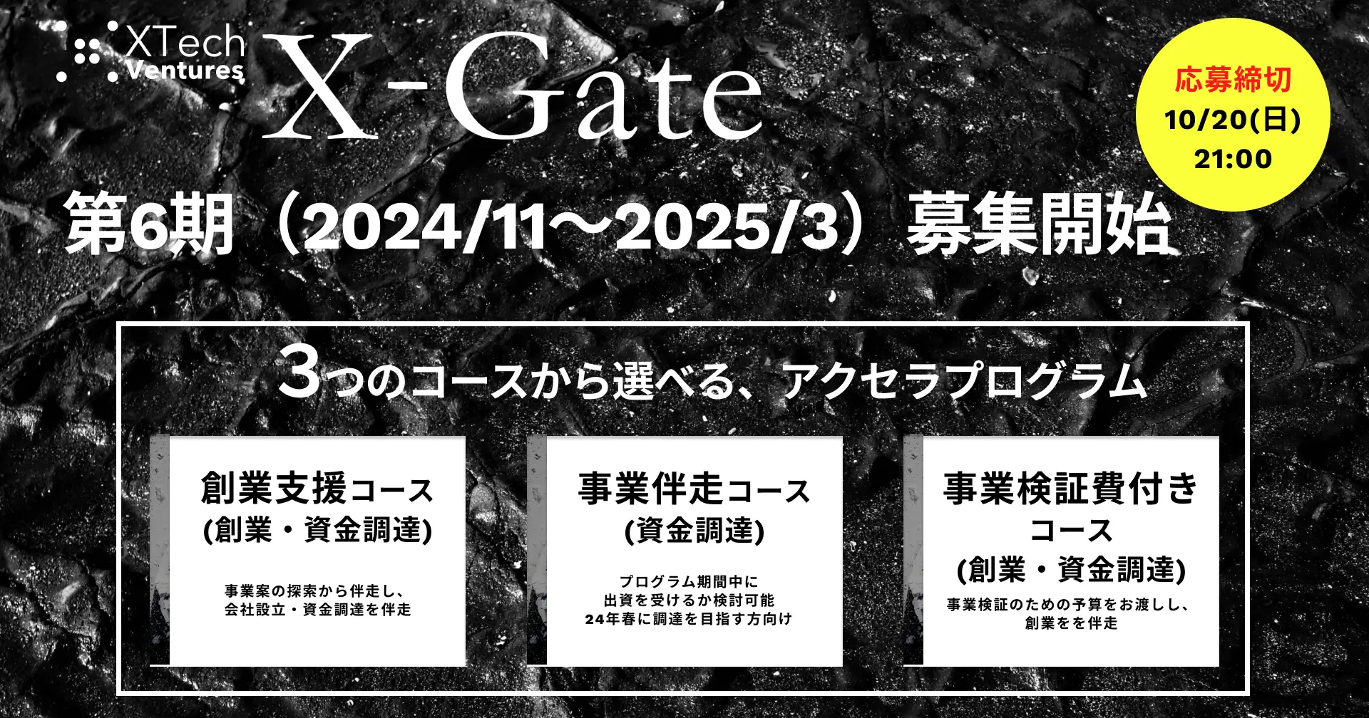 東京駅徒歩1分のオフィスが5ヶ月間無料利用可！XTech Venturesアクセラプログラム『X-Gate』第6期生の募集を開始！の画像